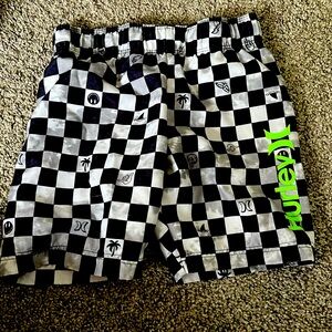 HURLEY Swim trunks Boys XS size 4 race checkered